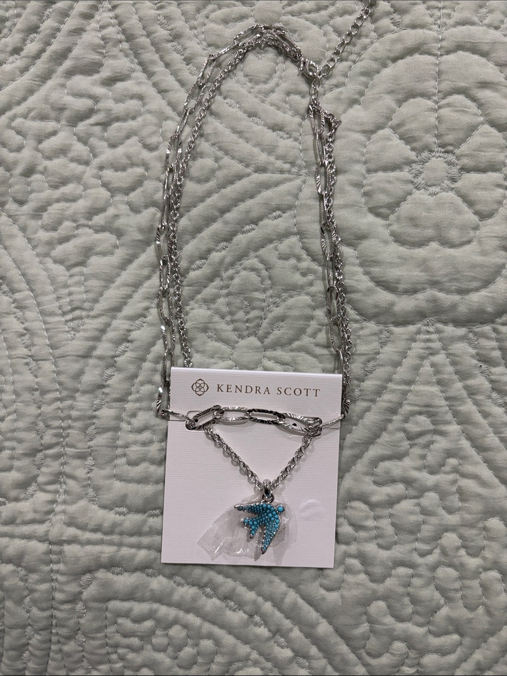 Kendra Scott Silver Necklace with Turquoise Charm